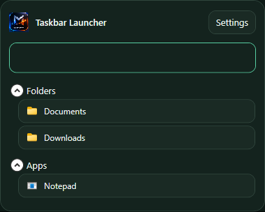 Taskbar Launcher popup