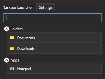 Taskbar Launcher popup